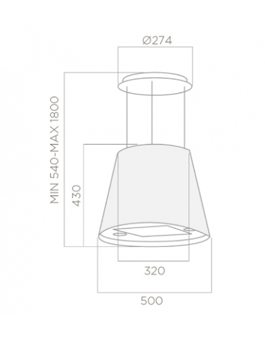 Hotte Centrale Lustre FOCUS LAGO 50 CM - Inox Hotte Centrale Lustre FOCUS LAGO 50 CM - Inox