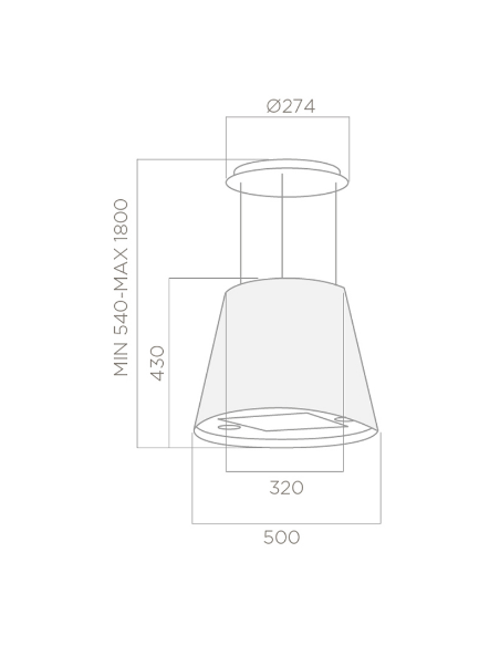 Hotte Centrale Lustre FOCUS LAGO 50 CM - Inox Hotte Centrale Lustre FOCUS LAGO 50 CM - Inox