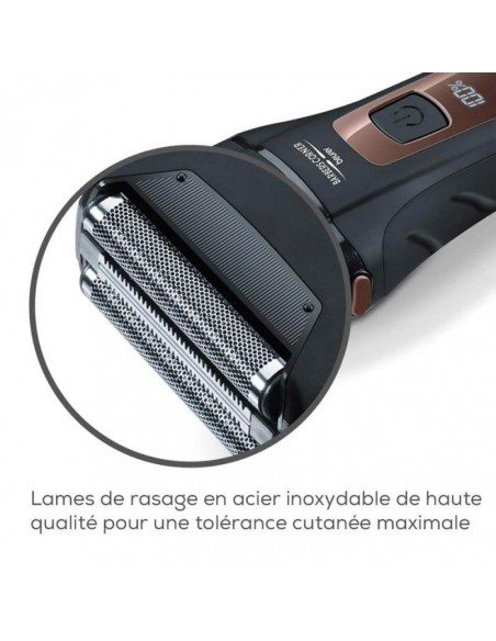 Rasoir Rechargeable à Grille et Lame Triple BEURER - Noir (HR7000) Rasoir Rechargeable à Grille et Lame Triple BEURER - Noir (HR7000)