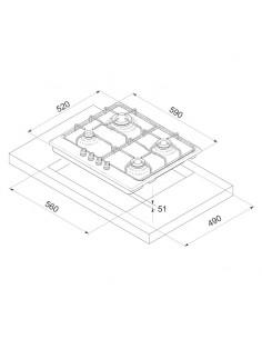 Plaque de Cuisson FOCUS 4 Feux 60 cm Noir (F.401B) 2