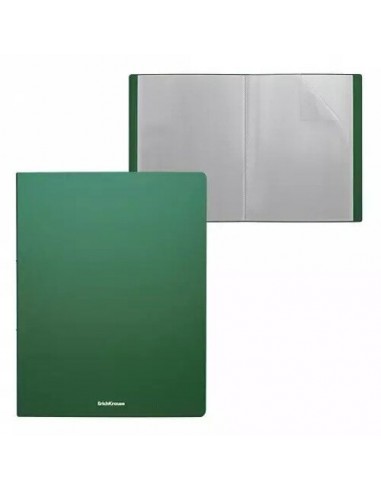 ErichKrause Book Display 20 Pocket Top Loaded Polypropolene A4 Green, Matt Classic