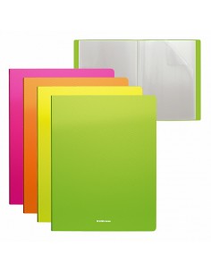 Carnet de présentation ErichKrause® Diagonal Neon - 20 pochettes - A4 - couleurs assorties (4 pièces par sachet)