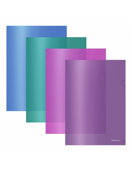 Etui transparent ErichKrause® Glossy Vivid - A4 - semi-transparent - couleurs assorties