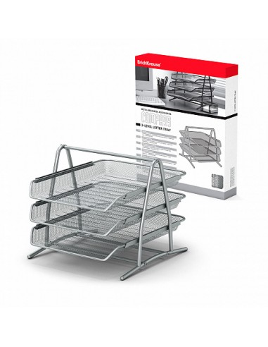 Corbeille à courrier à 3 niveaux ErichKrause® Compass - Classic - Argent Corbeille à courrier à 3 niveaux ErichKrause® Compass - Classic - Argent