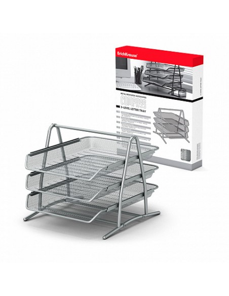 Corbeille à courrier à 3 niveaux ErichKrause® Compass - Classic - Argent Corbeille à courrier à 3 niveaux ErichKrause® Compass - Classic - Argent