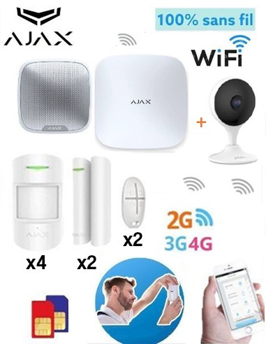 Kit Système d'alarme AJAX Sans-fil + Caméra surveillance (Ajax-Kit2)