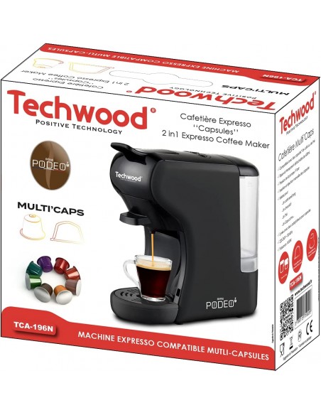 Cafetière Expresso Techwood TCA-196N Multi-Capsules Noir