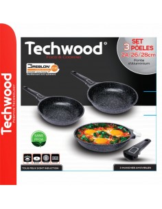 Lot de 3 poêles à frire antiadhésives Techwood 2