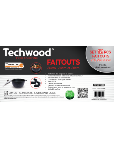 set de 3 faitouts 12 pièces Techwood TP6-FT248 Tunisie set de 3 faitouts 12 pièces Techwood TP6-FT248 Tunisie