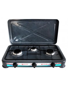 Réchaud à Gaz Star One 3 feux avec Couvercle gris RP3FST-G