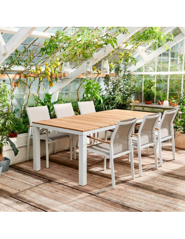 Contraste harmonieux : l'alliance du teck et du blanc confère au Siège NOYA un charme équilibré.