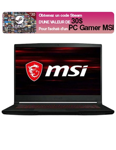 PC Portable Gamer MSI GF63 Thin 11UC-026FR 16 Go 512 Go SSD