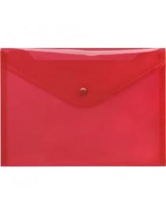 Pochette plastique avec bouton DELI A4 FC transparent Rouge - E38165