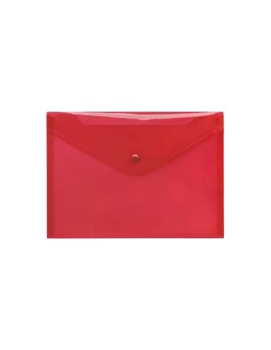 Pochette plastique avec bouton DELI A4 FC transparent Rouge - E38165
