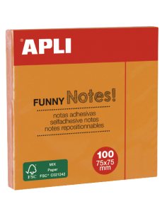 Bloc notes APLI 75x75 orange brillant 100 feuilles