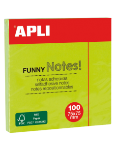 Bloc notes APLI 75x75 vert brillant 100 feuilles