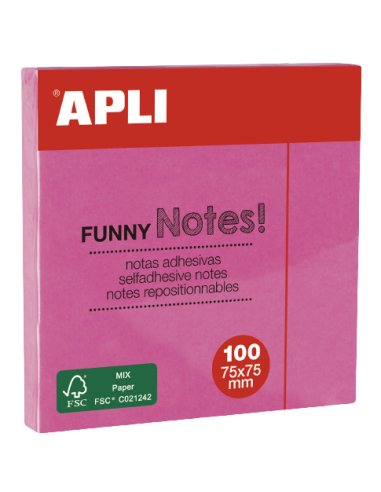 Bloc notes APLI 75x75 rose brillant 100 feuilles