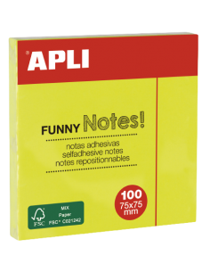 Bloc Repositionnable APLI - Jaune Brillant - 75x75 mm