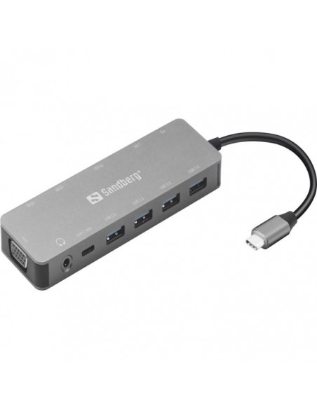 Station d'accueil SANDBERG Dock TRAVEL USB-C 13 en 1 - Gris Station d'accueil SANDBERG Dock TRAVEL USB-C 13 en 1 - Gris