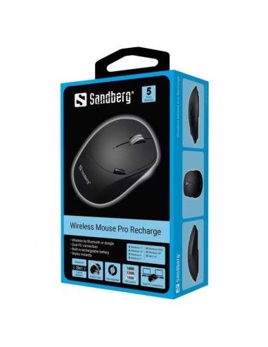 Souris Sans Fil SANDBERG Pro 631-02 Rechargeable - Noir Souris Sans Fil SANDBERG Pro 631-02 Rechargeable - Noir