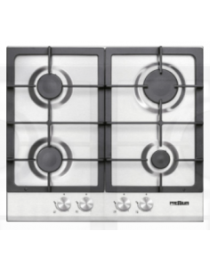Plaque à gaz inox 4 feux 60 cm fonte avec sécurité PREMIUM