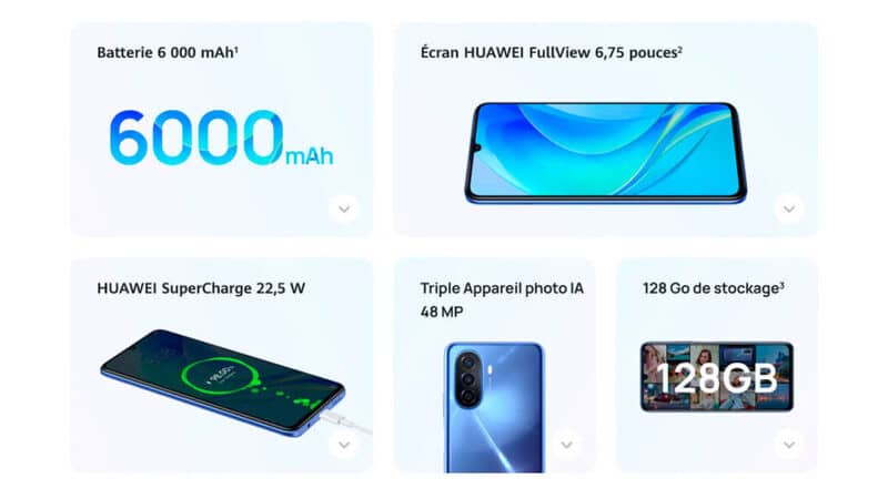 smartphone huawei nova y70 noir