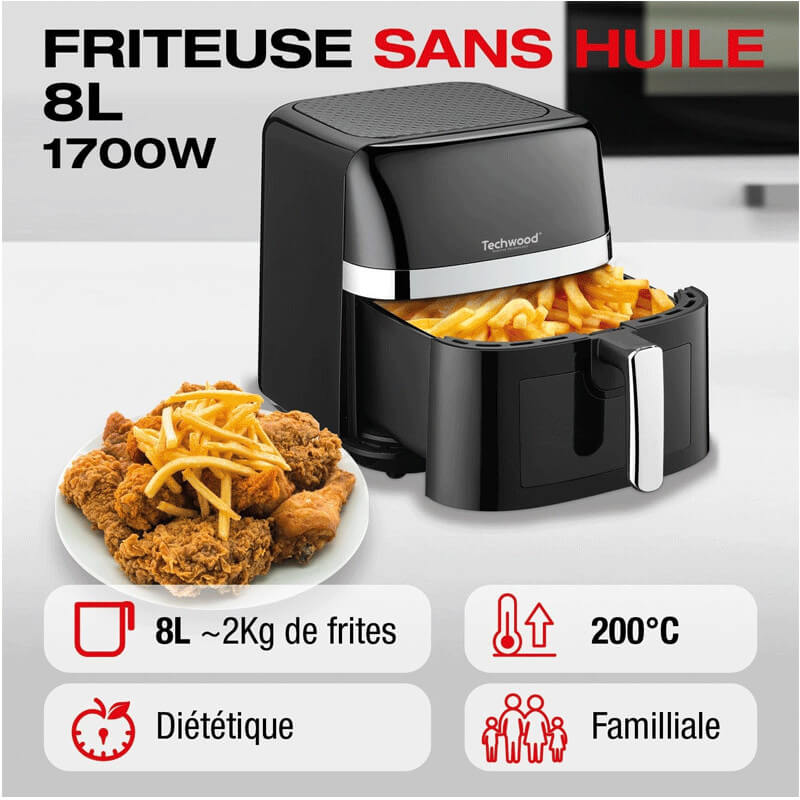 Air Fryer Techwood TFR-806SHD friteuse électrique 8L 1700W Noir