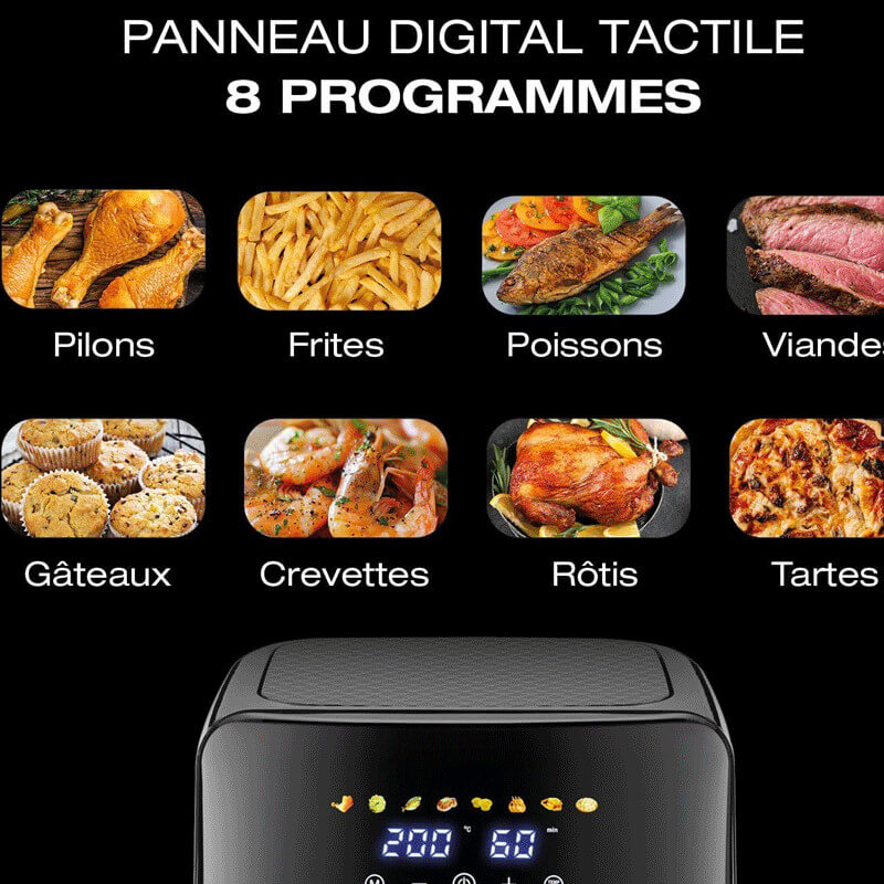 Air fryer électrique Techwood cuisson rapide et saine pour famille 8L