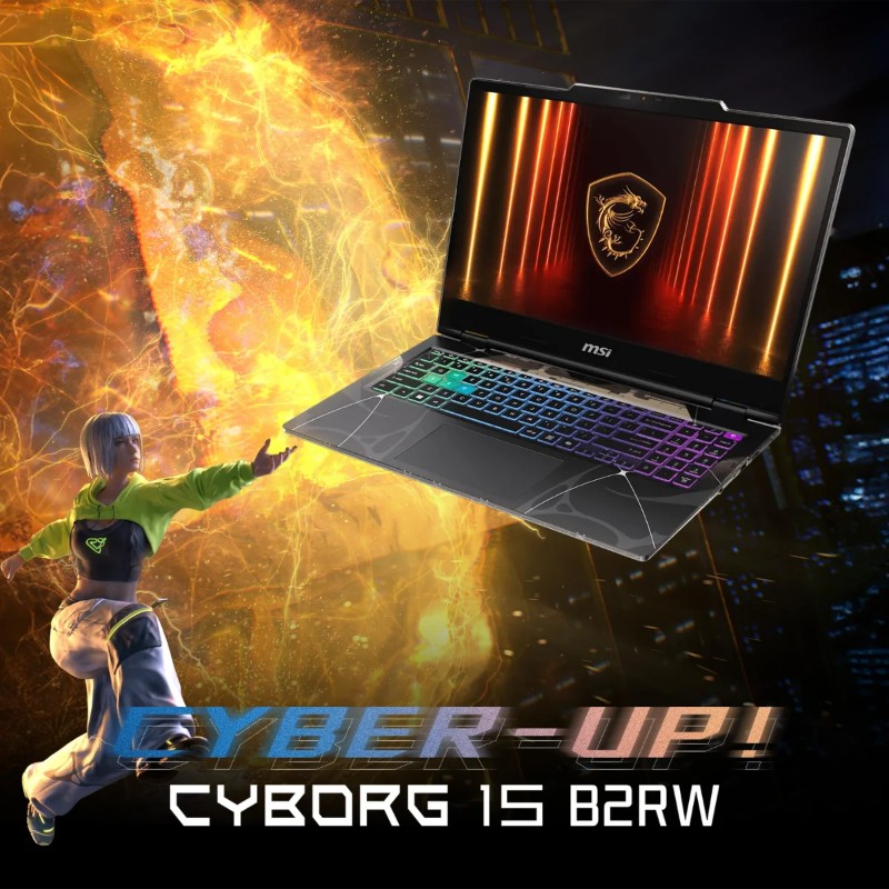 Pc Portable Gamer MSI Cyborg 15 B2RWFKG face avant design noir