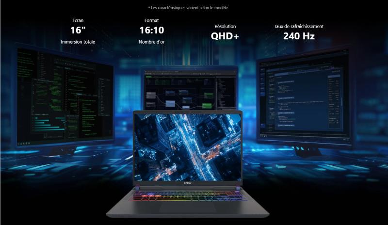 pc gamer RTX 5080 Tunisie MSI Vector écran 16 pouces 240Hz