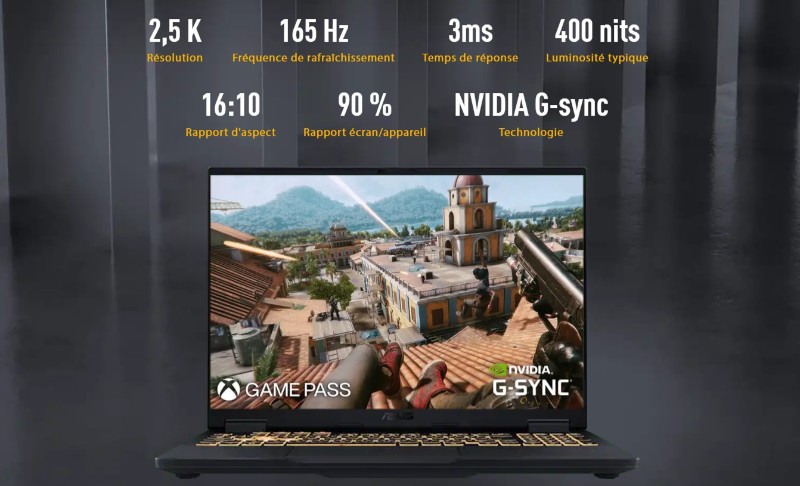 Ecran 16 pouces Full HD IPS 165Hz Pc gamer Asus TUF F16