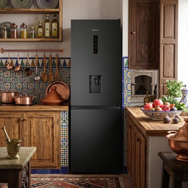 Réfrigérateur Combiné HISENSE 320L NoFrost design noir moderne