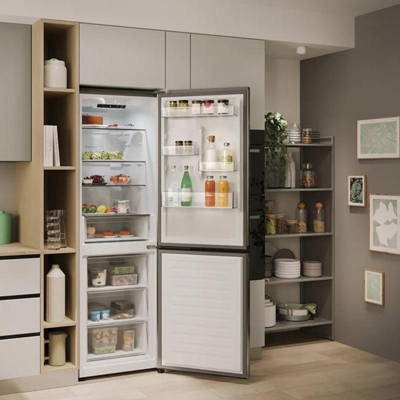 Réfrigérateur Hoover HONCQ2T618EX grande capacité 355 litres design inox