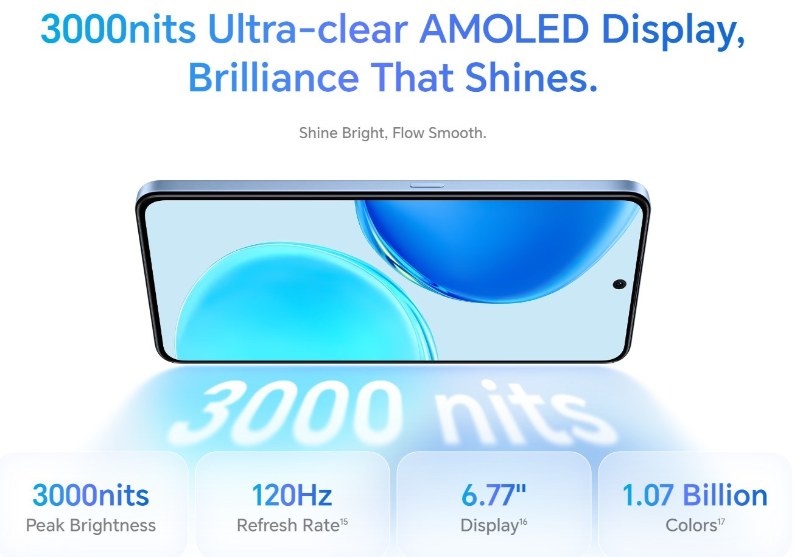Smartphone HONOR X8D 8Go RAM avec écran AMOLED large