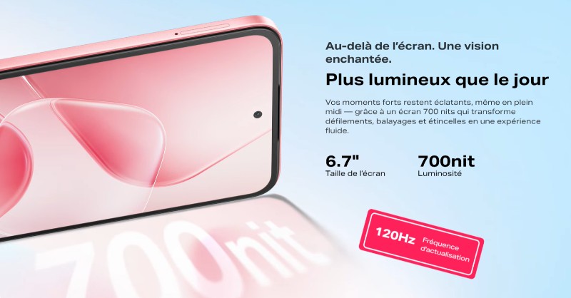 Infinix HOT 60i Meadow Green écran 6.7 pouces lumineux