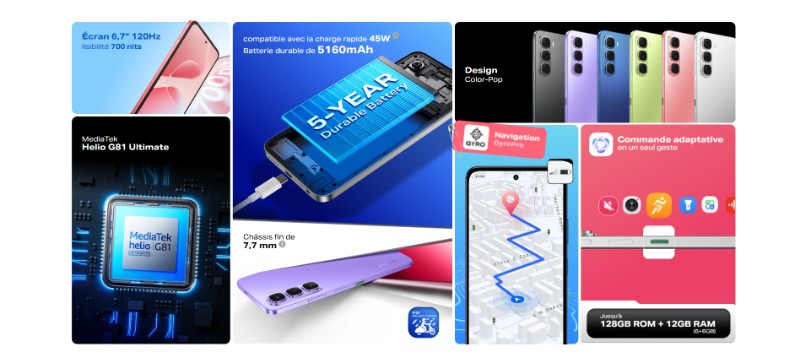 Infinix HOT 60i batterie 5160 mAh et chargement rapide