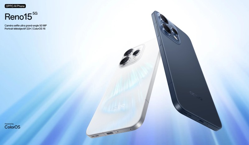 Oppo Reno 15 prix Tunisie - 5G Blanc écran AMOLED fluide