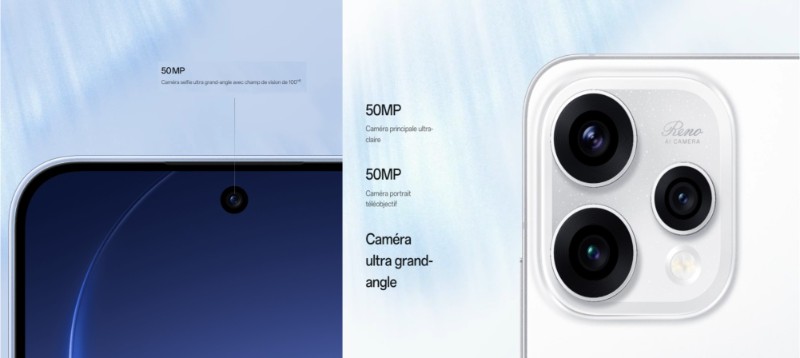 Oppo Reno 15 5G caméra triple capteur haute résolution