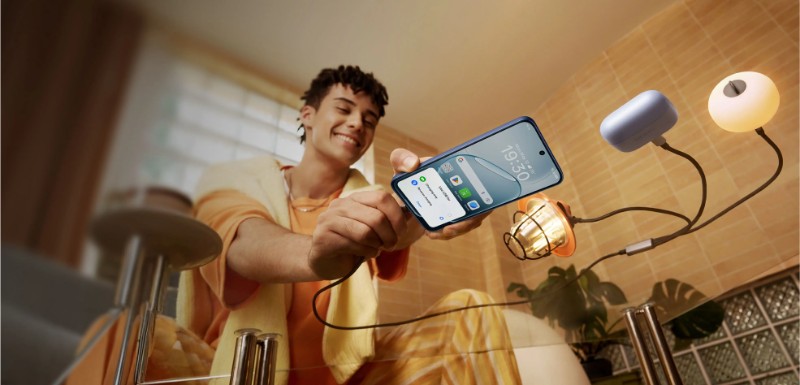 Smartphone OPPO A6 PRO 5G Bleu vue avant et arrière