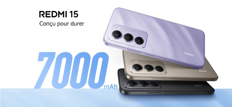 Redmi 15 double appareil photo 50MP design violet sableux