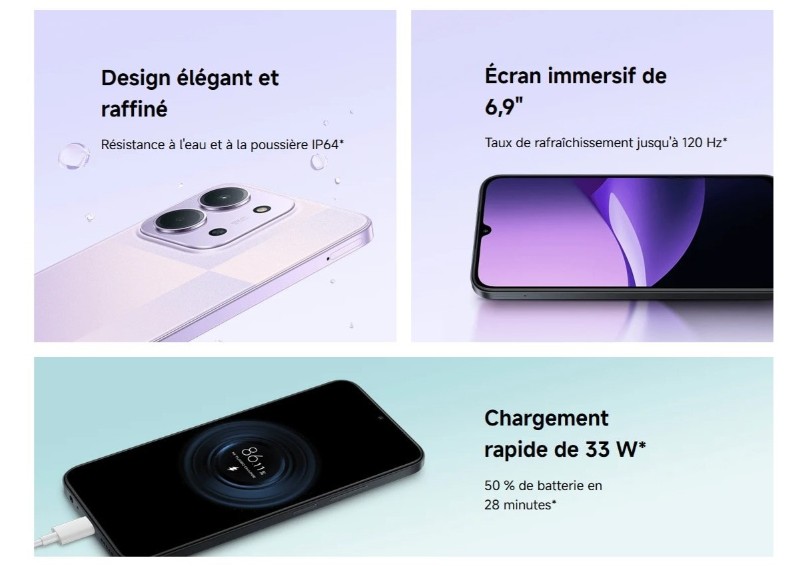 Redmi 15C 5G batterie longue durée et charge rapide