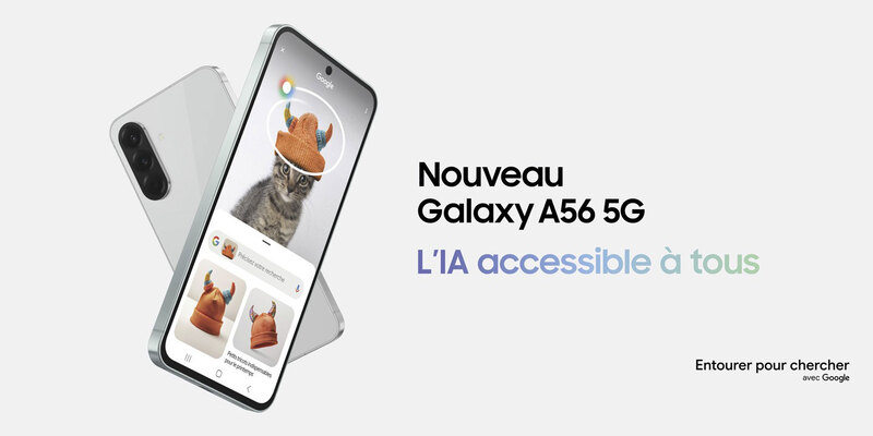 Samsung Galaxy A56 5G Graphite vue avant et arrière