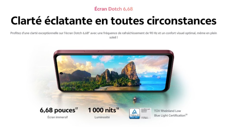 VIVO Y21D écran AMOLED 6,68 pouces interface Android 15