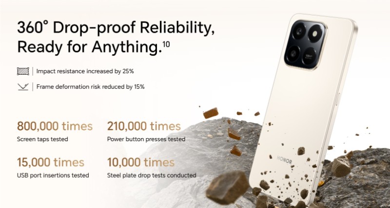 Mobile HONOR X7D 5G couleur Meteor Silver design moderne