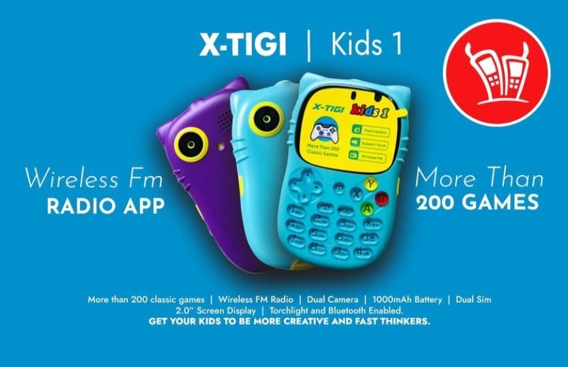 Téléphone Portable X-TIGI 1 kids Violet vue avant et arrière