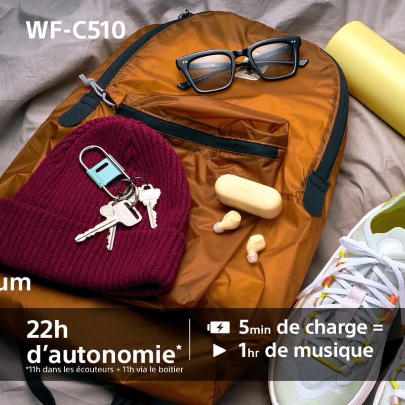 Sony WF-C510 Bluetooth 5.3 autonomie 8 heures