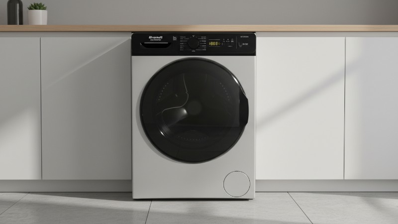 Lave Linge Frontal Inverter BRANDT 12 kg BLF124QSBL Silver vue frontale