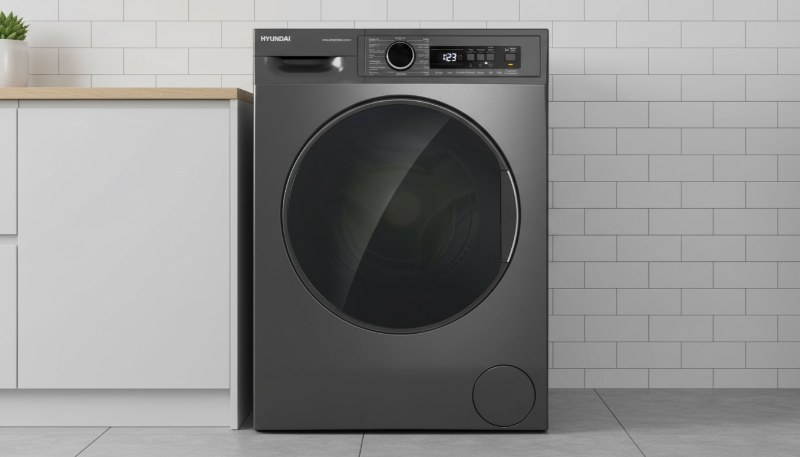 Lave Linge Hyundai 8 kg inverter Dark inox vue frontale