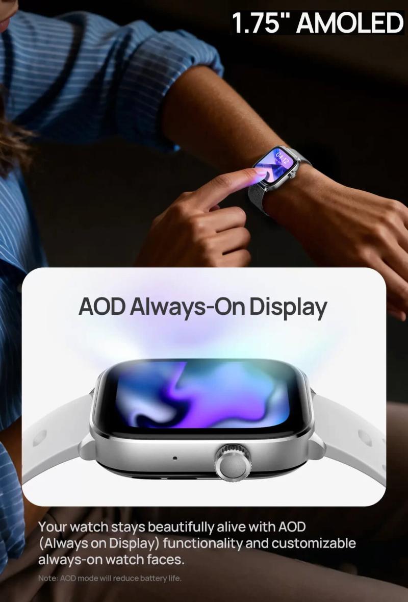 Smartwatch Mibro noir écran AMOLED haute résolution