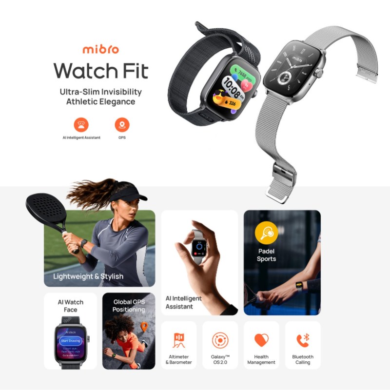 Montre Connectée Mibro Watch Fit design élégant noir